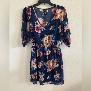 Rue21 Blue V-Neck Flutter Sleeve Mini Dress